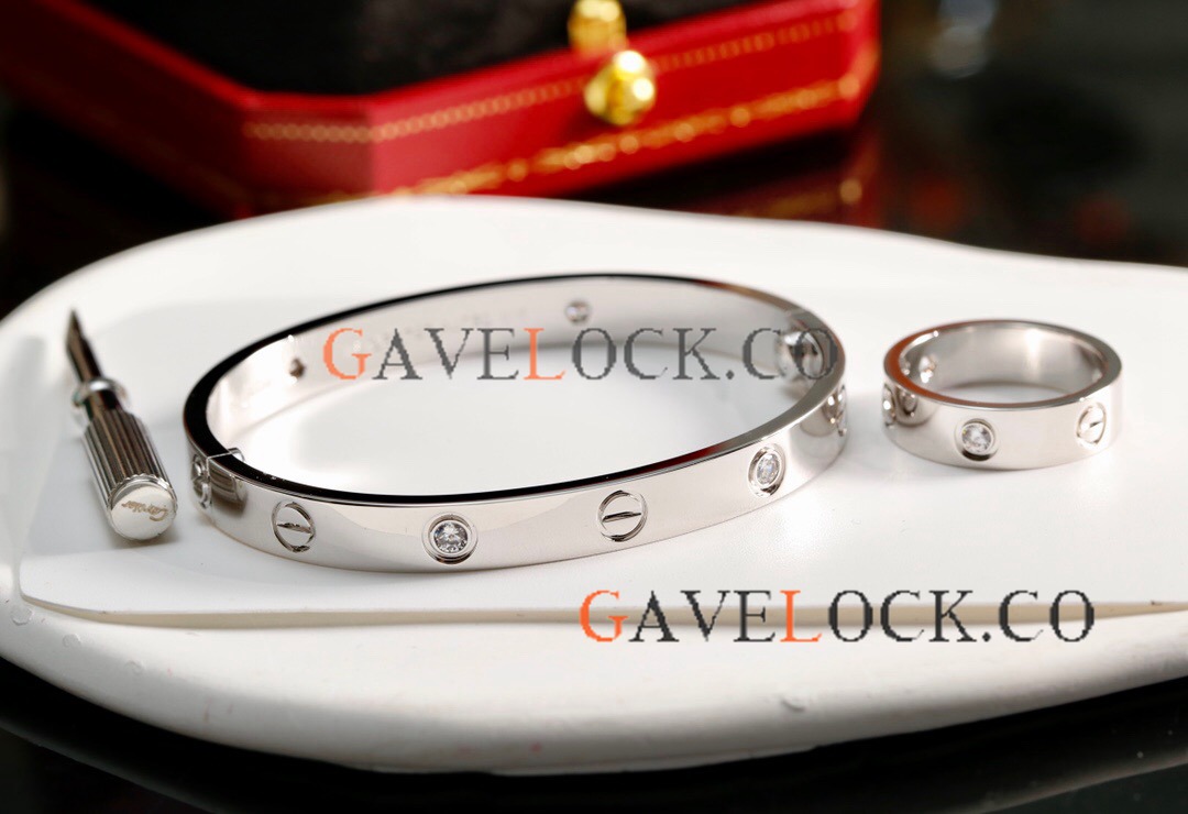 Gift sets - Best Copy Cartier Love WIDE Bracelet and Ring with Screws